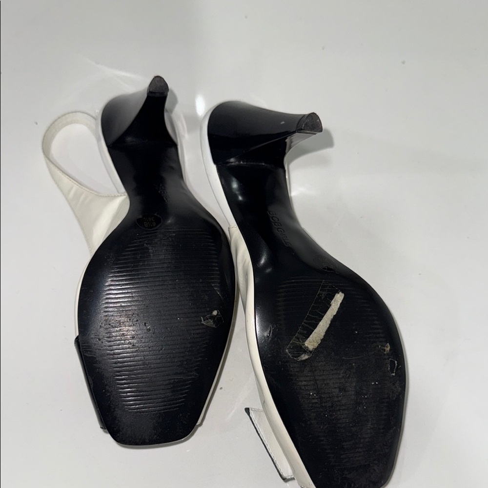 BCBGirls White and Black Slingback Heels - Picture 7 of 11